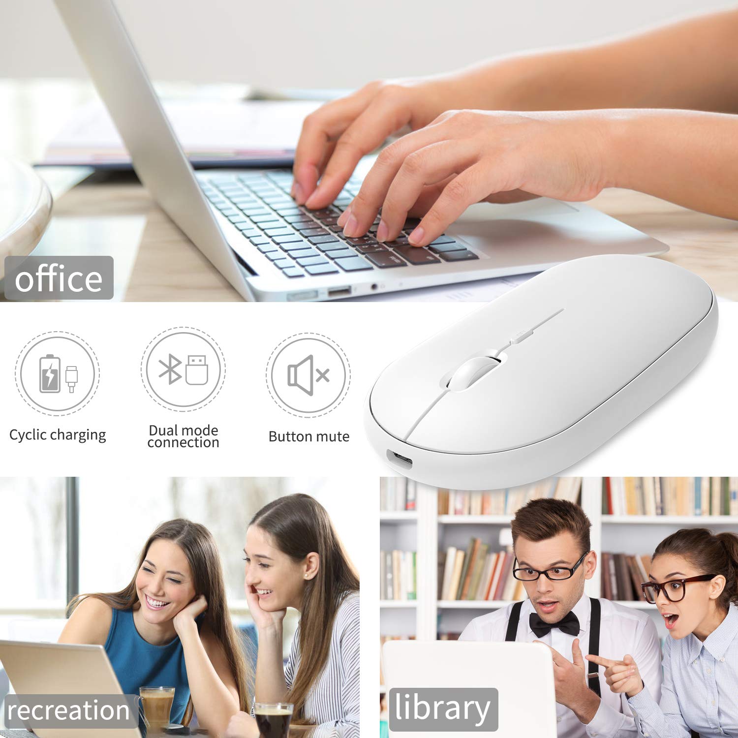 2in1 ノートパソコン + ワイヤレスマウスセット✨ Amazon | ワイヤレスマウス 2.4G ノイズレス充電式マウス USB